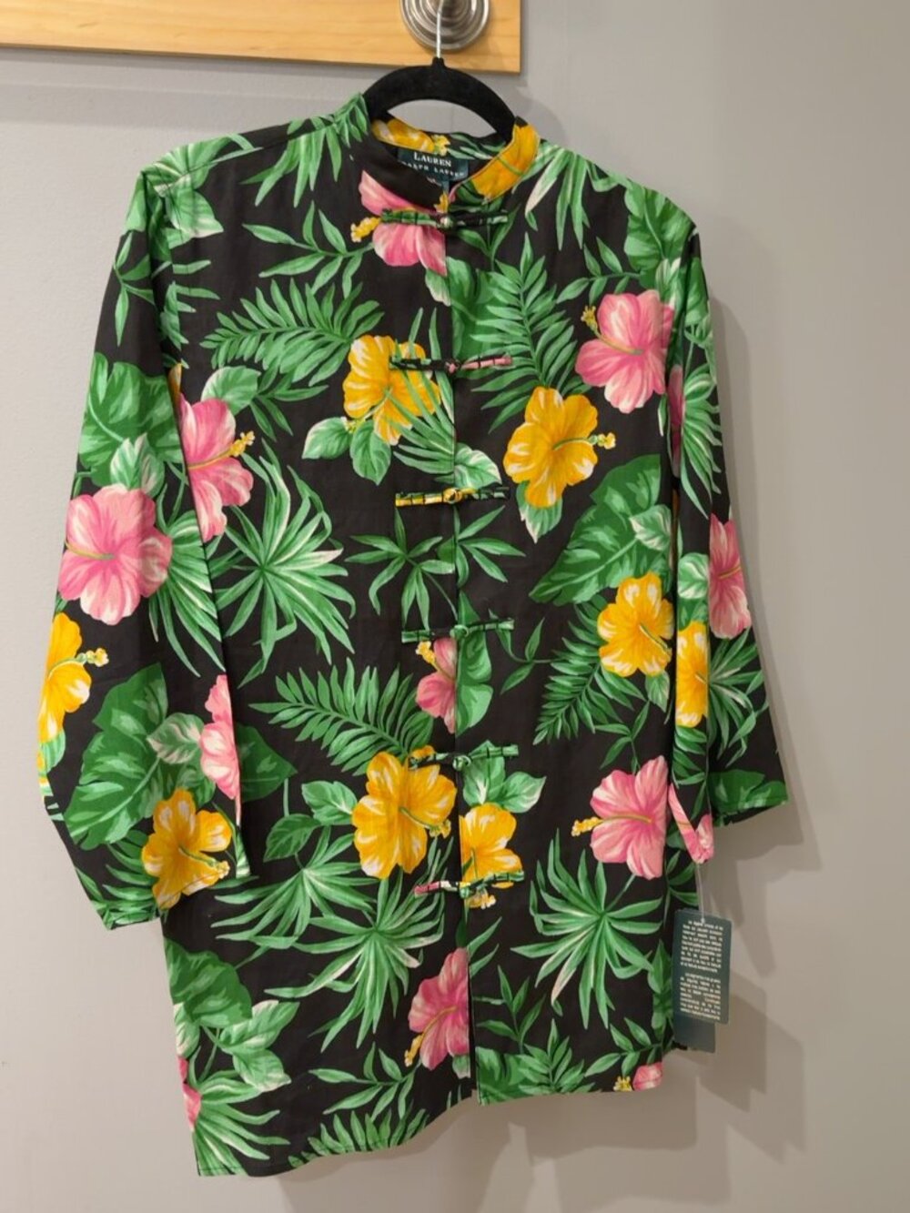 NWT Lauren Ralph Lauren 100% Linen Tropical Floral Tunic M